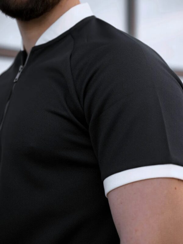 Mock Neck Zipper Polo Black