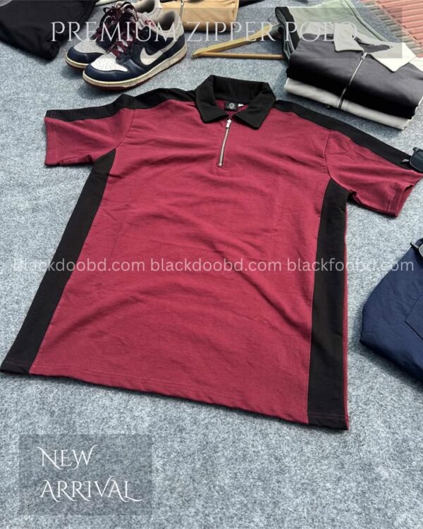 Zipper Polo Maroon