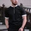 Mock Neck Zipper Polo Black