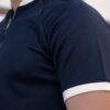 Mock Neck Zipper Polo Navy Blue