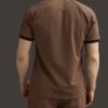 Mock Neck Zipper Polo Coffee