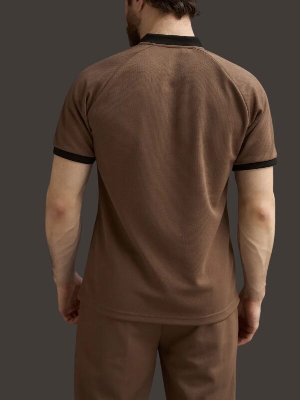Mock Neck Zipper Polo Coffee