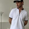 Mock Neck Zipper Polo white
