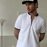 Mock Neck Zipper Polo white