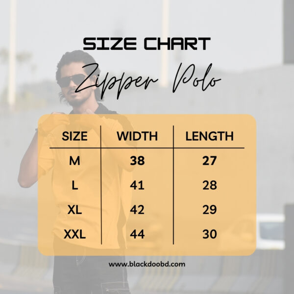 Zipper Polo Size Chart